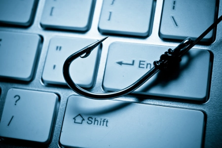 Simulated phishing attack in a corporate training environment.