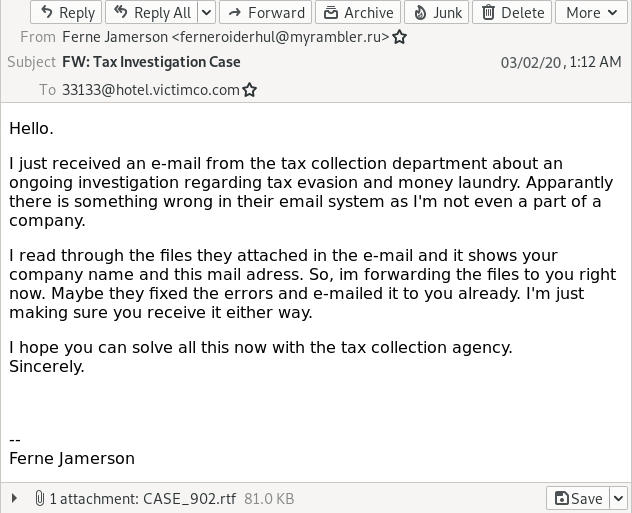 Irs Fraud 1 Tax fraud email quarantined by EnGarde Cloud Email Security-esm-w500.webp